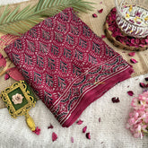 Vriksham Grape Wine Printed Ajrakh Modal Silk Saree-VS4443